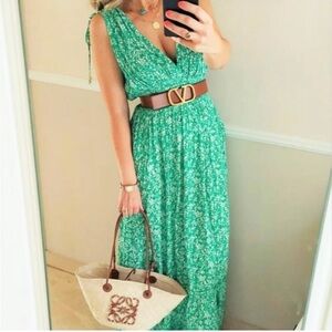 Zara | Green Floral Maxi Dress